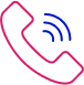 Pink phone with blue signals icon