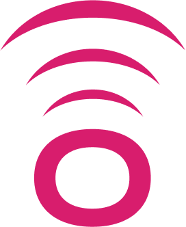 O symbol with signals pink icon